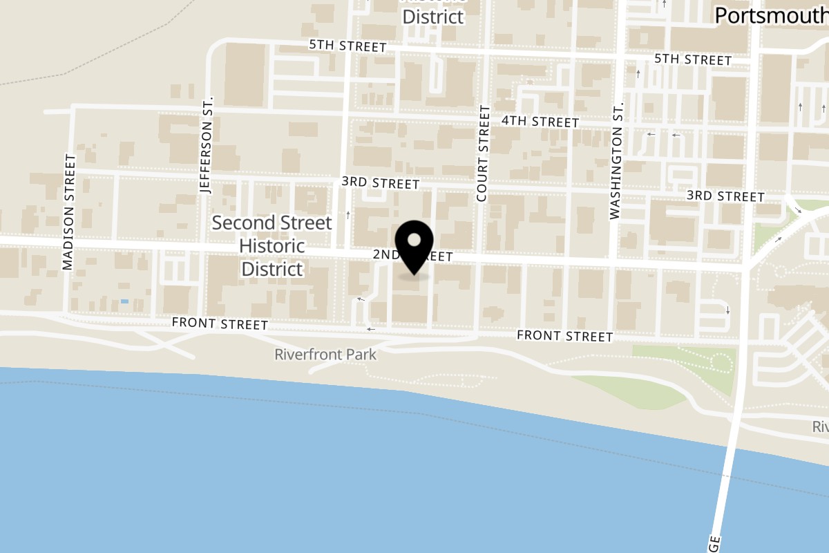 Map showing the location of Oddfellows on 526 2nd St in Portsmouth